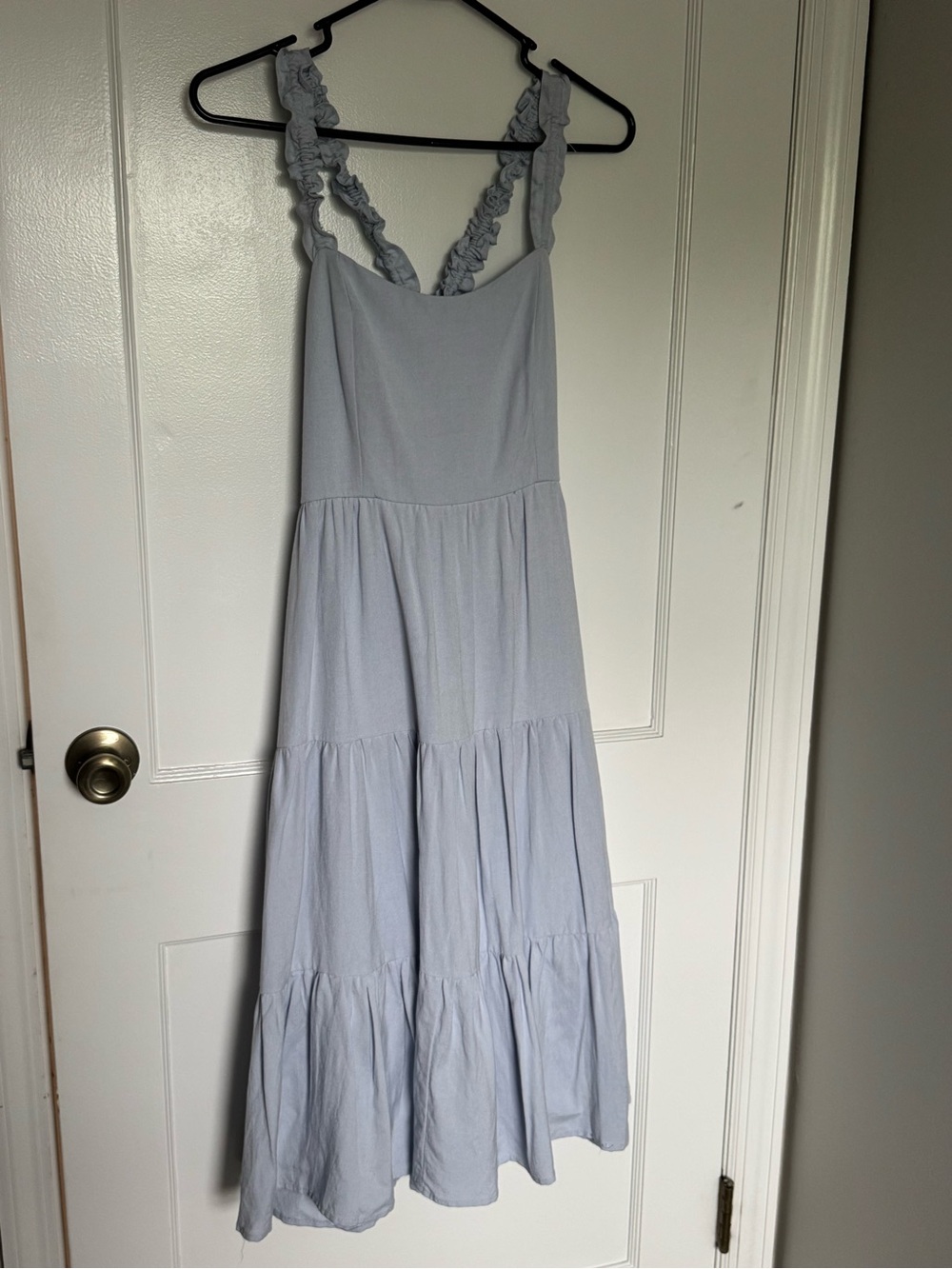 Altar'd State Light Blue Ruffle Strap Tiered Maxi Dress Medium